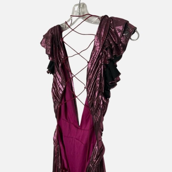 Ieena for Mac Duggal Ruffle Pleated Metallic Gown *READ FLAW* - Picture 5 of 10